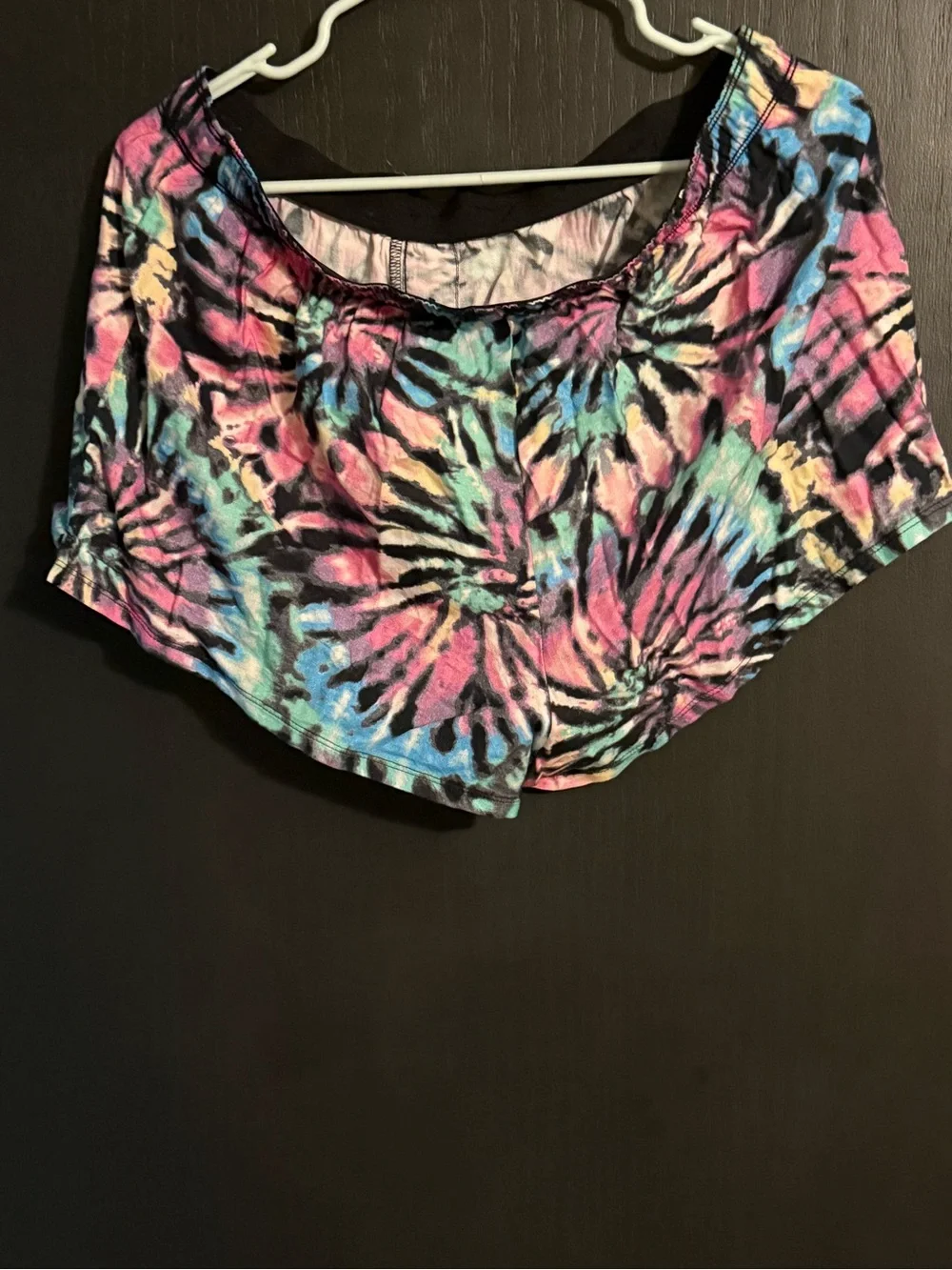 Tie-Dye Off-Shoulder Crop Top - Multicolor